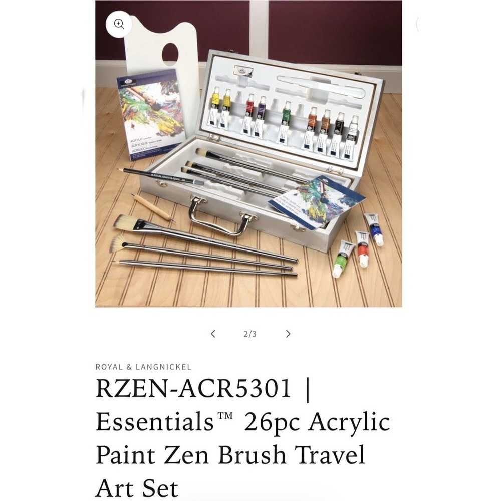 Royal Langnickel - Long Handle Zen Acrylic Art Set 26 Pieces & Case RZEN-ACR5301